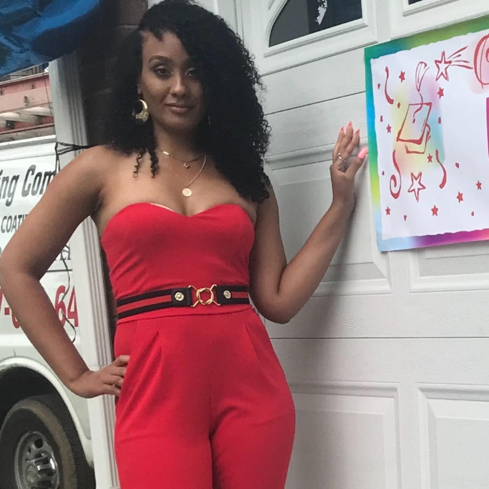 EXPRESS red ankle length jumpsuit